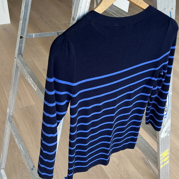 Talbots size small navy and blue sweater with gathered shoulder - Picture 4 of 4